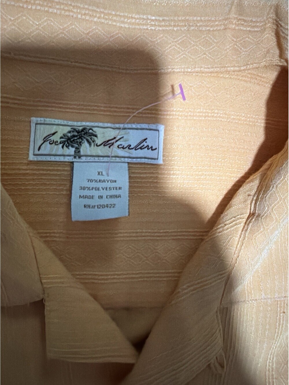 Joe Marlin Mens XL Peach Camp Shirt Rayon Blend Button Front Casual - Picture 3 of 9